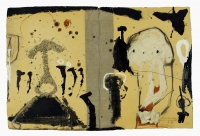 1990, Hornspäne, Ölkreide, Gouache, 53 x 74 cm 