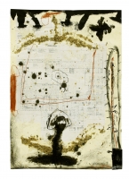 1990, Hornspäne, Ölkreide, Gouache, 53 x 74 cm 