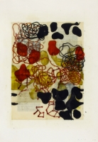 1995, Enkaustik über Buchdruck, Schellack, Tusche, Büttenpapier, 56 x 78 cm 